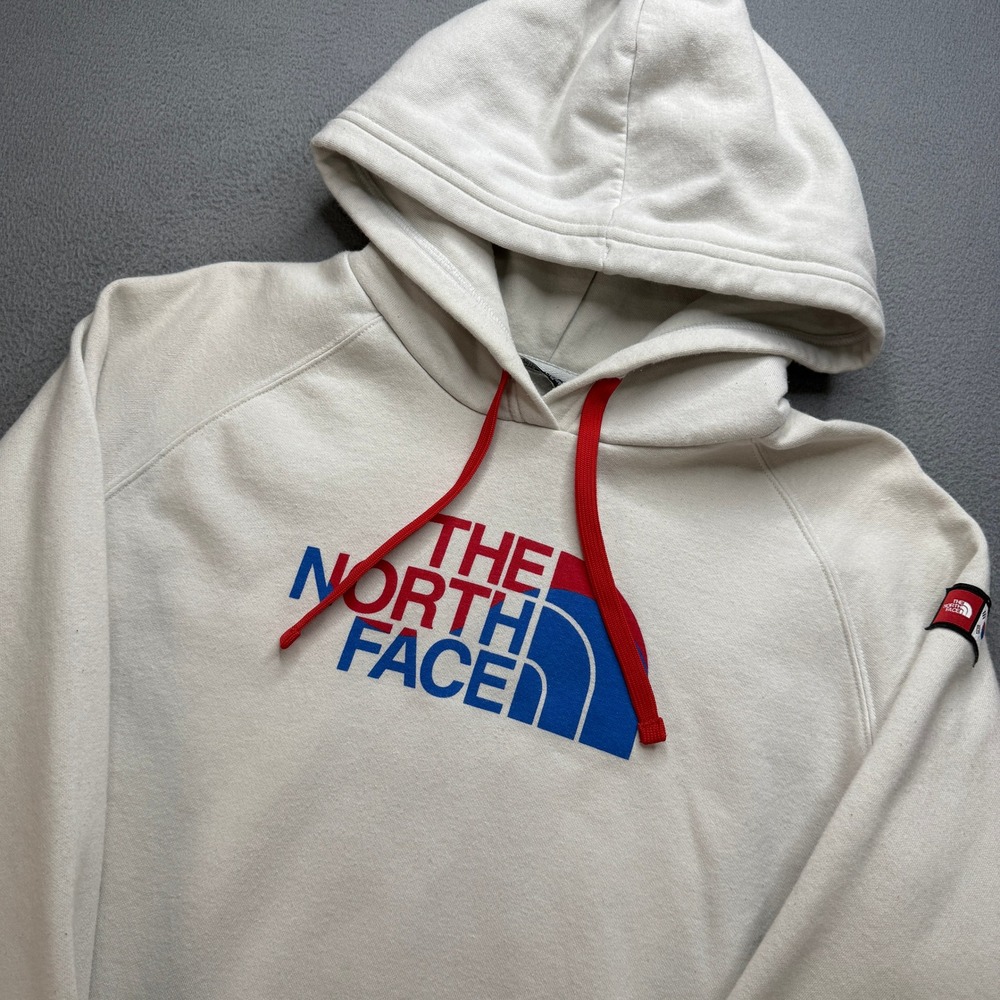 The North Face Graphic Pullover Hoodie Womens Large White Cotton Blend Outdoor